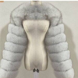 Silver fox faux fur scarf